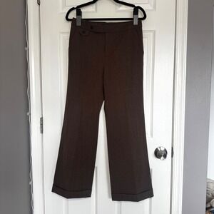 Ralph Lauren Petite 6 Brown Wool Blend Wide‎ Leg Pants Trousers Preppy Workwear